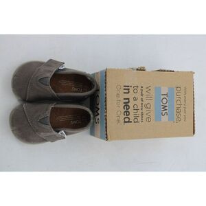 TOMS Classic Ash Grey Canvas Toddler Shoes Size Tiny 2 With Box